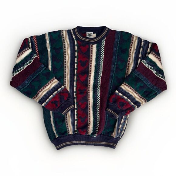 Vintage 90s Disney Catalog Mickey Medium Cotton Jacquard Coogi Style Sweater - Picture 1 of 6